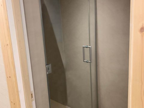 glass shower half wall