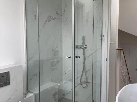 glassed in shower