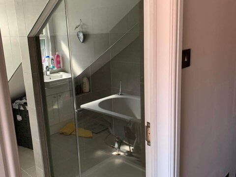 smoked glass walk in shower screen