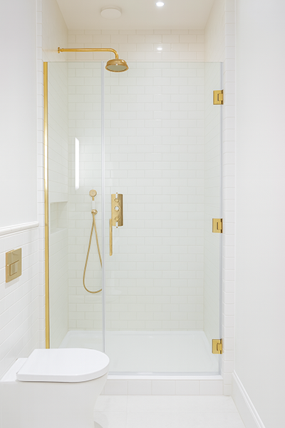 glass shower gold fittings