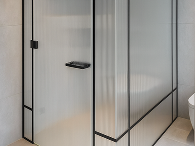 reeded glass shower screen