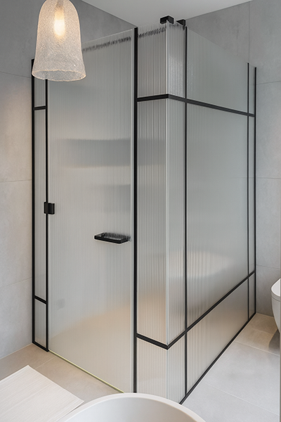 reeded glass shower screen